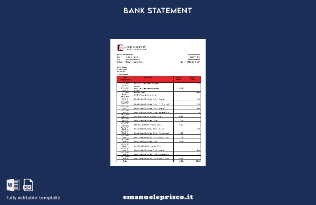 modello Excel di estratto conto bancario della Guinea Equatoriale CCEI Bank del 